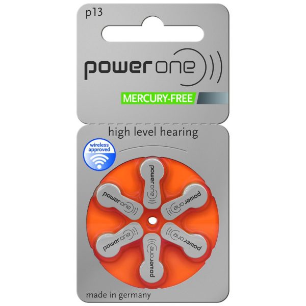 Power One Size 13 Mercury Free Hearing Aid Batteries