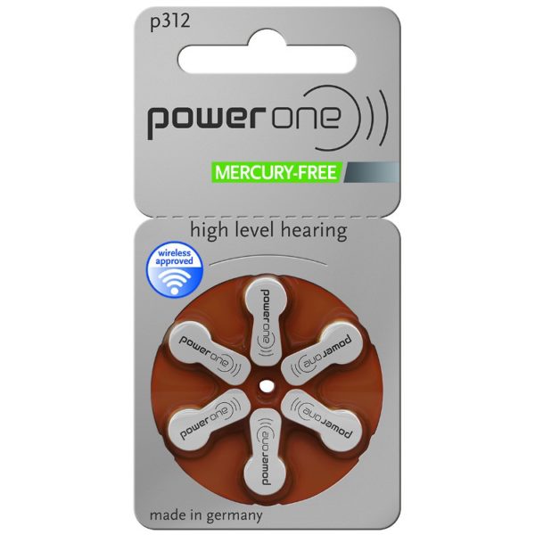 Power One Size 312 Mercury Free Hearing Aid Batteries