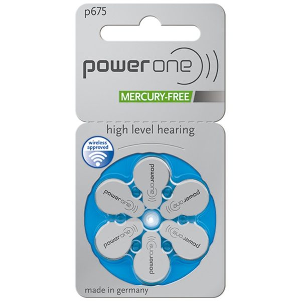 Power One Size 675 Mercury Free Hearing Aid Batteries